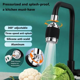 SNZ Kitchen Tap Aerator - Faucet Extender and Aerator Combo for Kitchen Sink Enhance Water Pressure, Save Water Tap Extender for Kitchen Sink Easy Installation for Bathroom and Kitchen (Black)