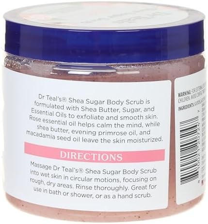 Dr Teals Canero Dr. Teals Shea Sugar Scrub Rose 19 Ounce Jar