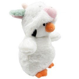 Domgikol 9 Inch Plush Penguin Toy with Cow Hat - Soft Stuffed Animal Gift for Kids, Birthday & Christmas Cute Collectible Plush (White Cow Hat)