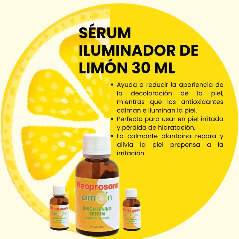 Neoprosone Limon Serum Facial Iluminador, Aroma Cítrico Suave, 30ml