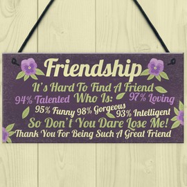 RED OCEAN Funny Best Friend Sign Friendship Gift Hanging Plaque Thank You Novelty Birthday Gift For Her