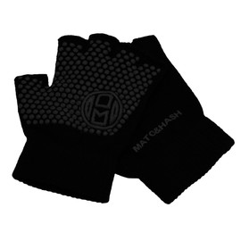 Mato & Hash Yoga Pilates Fingerless Exercise Grip Gloves - Blackout