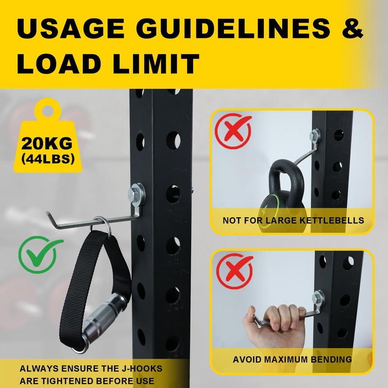 Lights Mountain Squat Rack Hooks for 5/8" & 1" Holes,