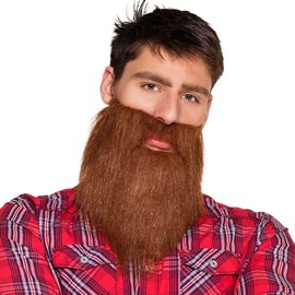 Boland Hipster Beard With Elastic, Mens Facial Hair, Fake Beard, Fancy Dress Accessory, Mens Beard, Brown (Brown)