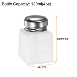 HARFINGTON Solvent Alcohol Dispensers 120ml(4oz) Push Down Liquid Dispenser Pump Bottle with Sealing Stainless Steel Lid for Acetone Cleanser Polish Remover, White