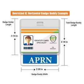 Oversized APRN Badge Buddy Horizontal - Extra Large Badge Buddies Role I’D Backer Card for Nurses - 3 3/8 X 4 1/8 - Wear with I’D Badge Holder - USA Printed by Specialist ID (Blue)