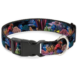 Buckle Down Collar de plástico con Hebilla, 4 Posiciones Ocultas Debajo del mar, 1/2 Pulgadas de Ancho, se Adapta a Cuello de 9 – 15 Pulgadas, Grande, Multicolor, 1/2" Wide - Fits 6-9" Neck - Small