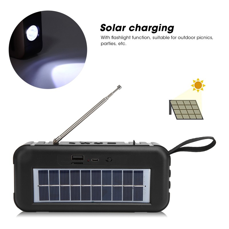 D6‑2 Wireless Bluetooth Speaker Mini Portable Solar Powered Subwoofer Support