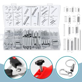 200 Piece Spring Assortment Set Kit - Various Tension Springs, Swing Springs, Stainless Steel Compression Springs and Steel Springs in Practical Storage Box