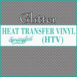 Mini Black & White Checkered Pattern #1 Glitter HTV 12x18 Sheet Heat Transfer Vinyl Checks Print