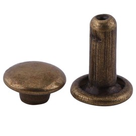Leather Rivets Set, 100 Set 6 x 8 mm Tubular Metal Hollow Rivets Kit for Leather Crafts, Decoration, DIY, Bag, Shoes Repairs (Bronze)