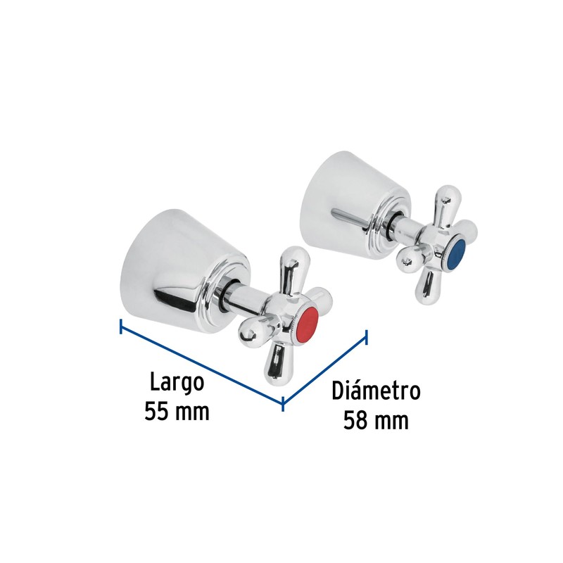 Foset Aqua AQMR-61, Juego de 2 manerales grandes, tipo cruceta,