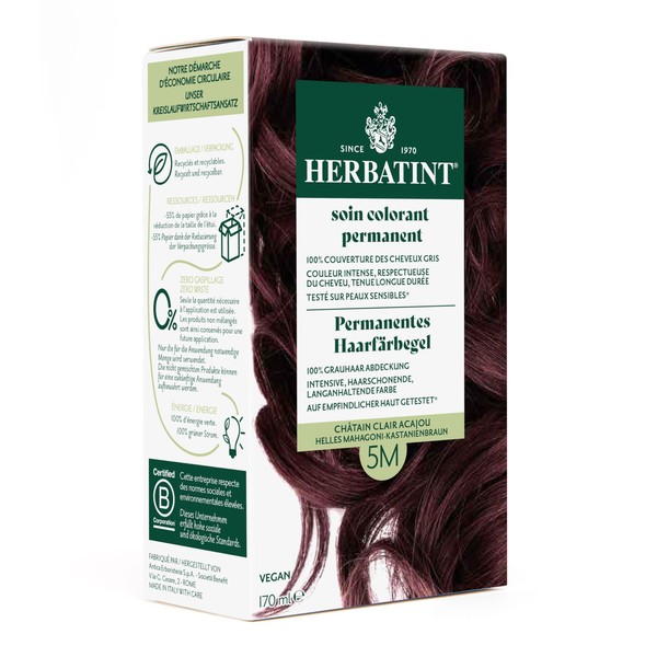 Herbatint Permanent Hair Dye Gel, 5 m, Light Mahogany -
