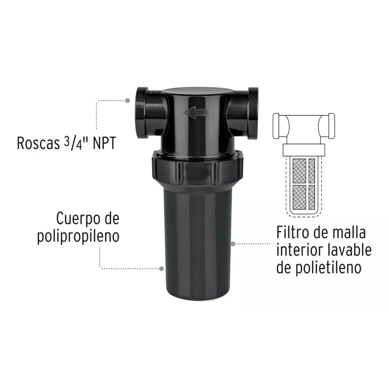 Foset Filtro De Agua Para Tinaco Foset 48073 Color Negro
