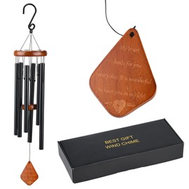 E.D.O Memorial Wind Chime, Outdoor Bell, Sympathy Wind Chime, Wood Home Decoration Indoor, For Home Garden, Yard, Patio, Balcony, Terrace, Best Gift, Weather Resistant Waterproof Coating., Black