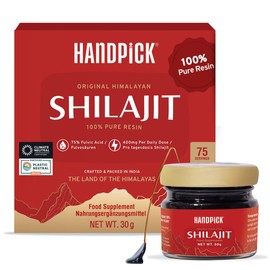 HANDPICK HANDPICK Pure Himalayan Shilajit Resin | 75% Fulvic Acid, 85+ Trace Minerals | 100% Pure Natural Supplement, 30 Grams | Non GMO, Gluten Free, Sugar Free | High Dosage of Energy of Men & Women | 400mg