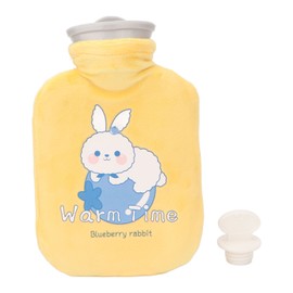 Hot Water Bottle Soft Cover Hot Cold Compress Portable Thicken Pain Reduction Leakproof Rubber Hot Water Bag Yellow Bunny