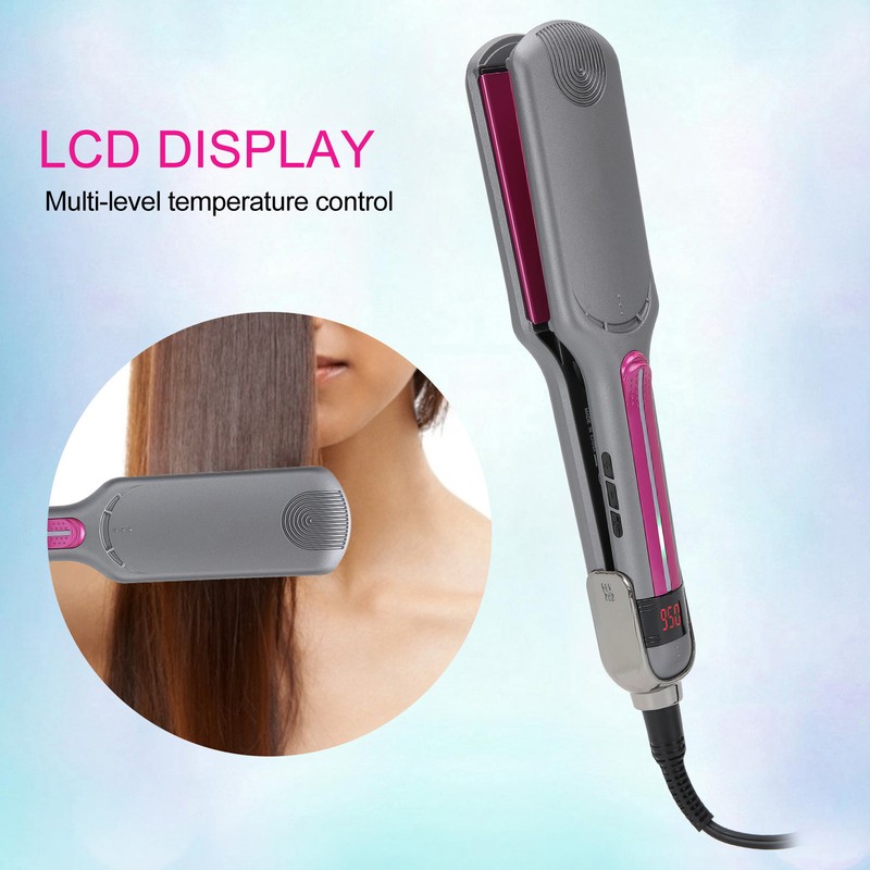 Professional Hair Straightening Ceramic Heating Plate Straightener LCD Display Hairdressing