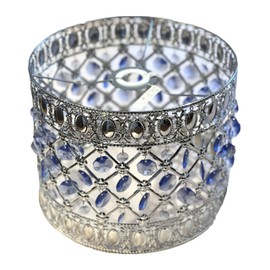 Moroccan Style Light Shade Acrylic | Chandelier | Ceiling Light Shade | Lamp Shade | Sicily Pendant with Crystal Gems | Moda Lights for Living Room | Bedroom | Kitchen (Blue)