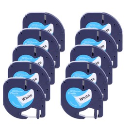 10 piezas Cinta de Etiquetas, para 91331 Letratag LT-100H, LT-100T, LT-110T, QX 50, XR, XM, 2000, Plus, Cintas para Impresoras de Etiqueta, Impermeable, Prueba de Aceite, Negro