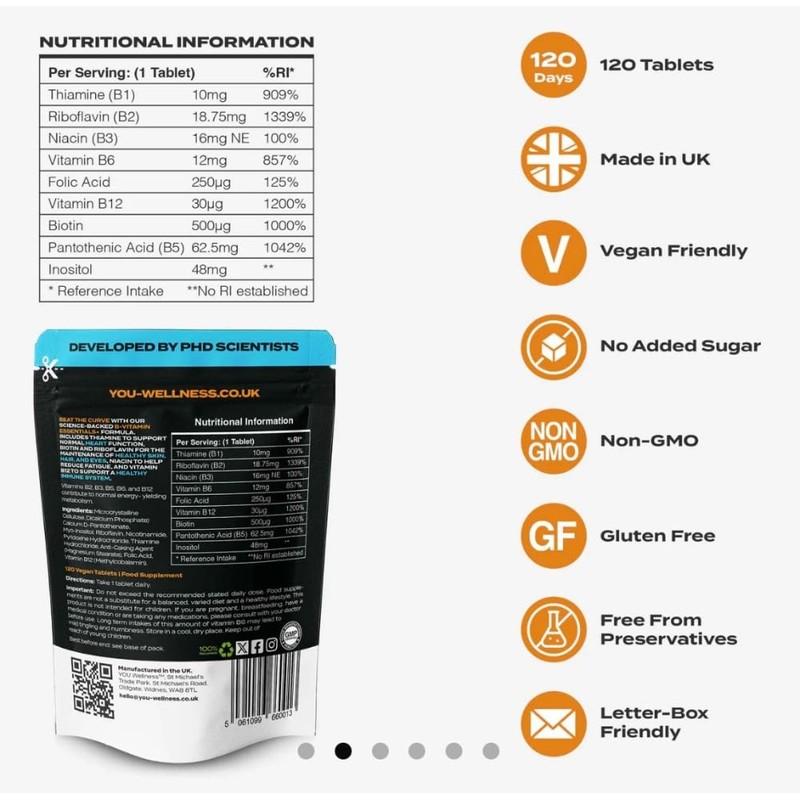 High Strength Vitamin B Complex, 120 Vegan Tablets, Full Spectrum