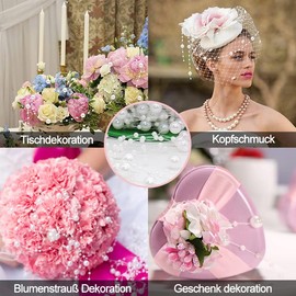 60 m Pearl Garland White, Pearl Ribbon Pearl Necklace Decoration with Scissors, Fishing Line Beads Garland for Wedding DIY Crafts Bridal Hair Accessories Bridal Bouquet Party Decoration Birthday