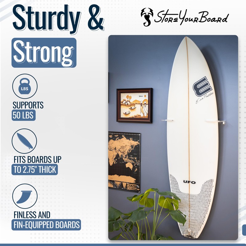 StoreYourBoard Floating Surfboard Wall Mount, Clear Acrylic Surf Board Display,