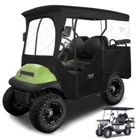 10L0L Golf Cart Driving Enclosures for 4 Passenger Club Car Precedent or Extended Roof Up to 94" Golf Cart, 420D Rain Cover All Weather Windproof Waterproof, 4-Sided Clear Window