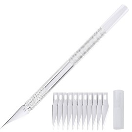 Professional Craft Knife Set with Aluminum Handle, 11 Stainless Steel Blades, Non-Slip Grip for Art and DIY Projects