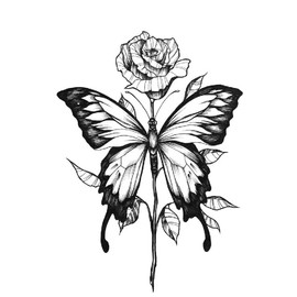 Butterfly Tattoo Moon Tattoo Roses Tattoo Fake Tattoos TBS 3 Sheets Set