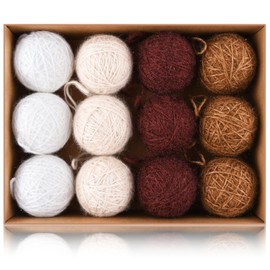 Neutral Christmas Ornaments for Tree Decorations - Large 3.15 inch Crochet Christmas Balls Set for Winter Holiday - Rustic Shatterproof Xmas Bulbs Bulk for Farmhouse Decor - 80mm Pack of 12