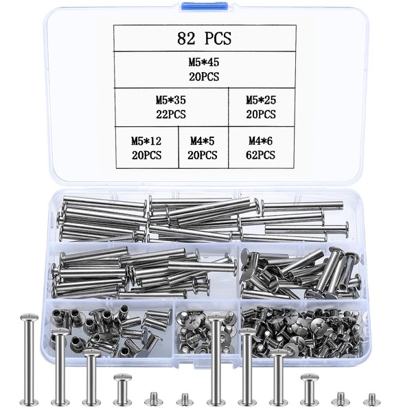 82 Pcs Chicago Screws, M5 Book Binding Screws, Chicago Binding