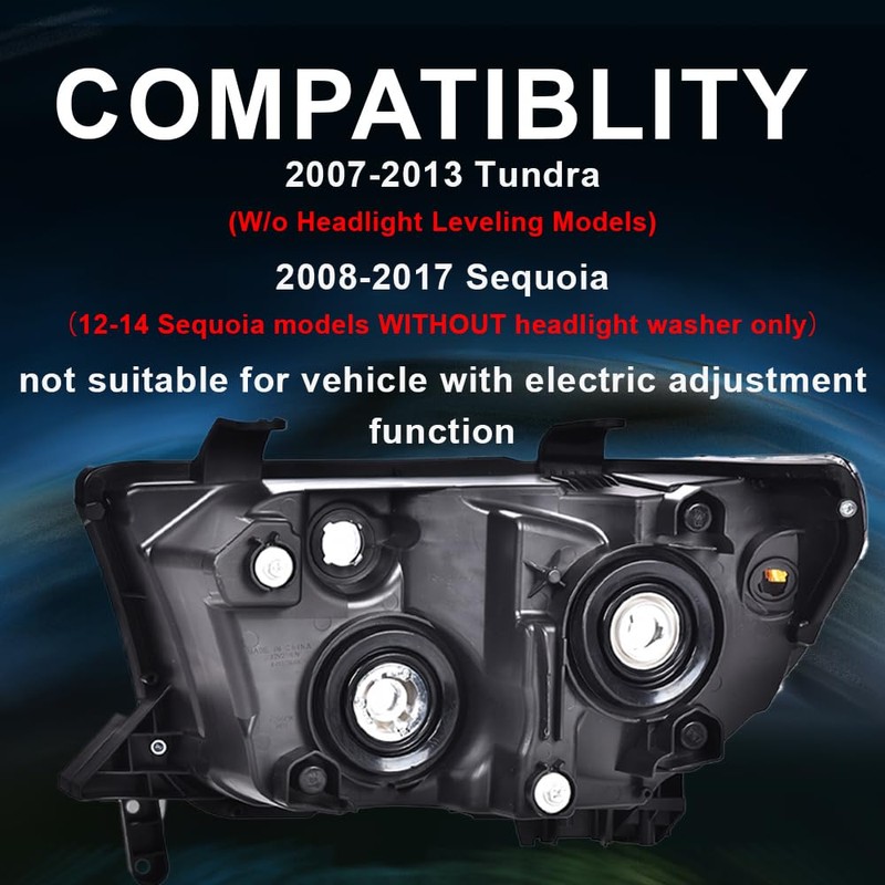 PIT66 Headlights Assembly Pair Fit for 2007-2013 Tundra (W/O Headlight