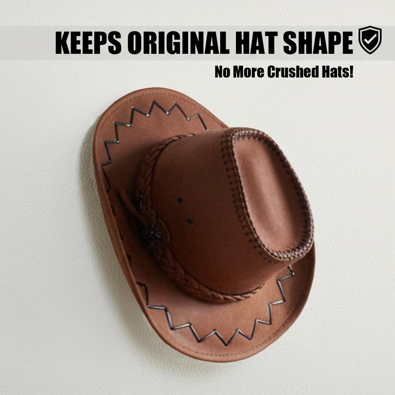 2 Pack Adjustable Cowboy Hat Rack Holder, Wooden Cowboy Hat