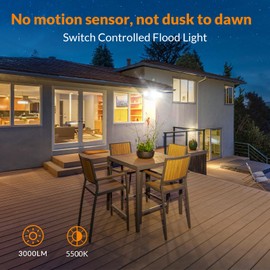 LEPOWER 3000LM Flood Light Outdoor, Switch Controlled LED Security Light, 28W Exterior Lights with 2 Adjustable Heads, IP65 Waterproof, 5500K Wall Mount Exterior LED Flood Light for Garage, Yard White