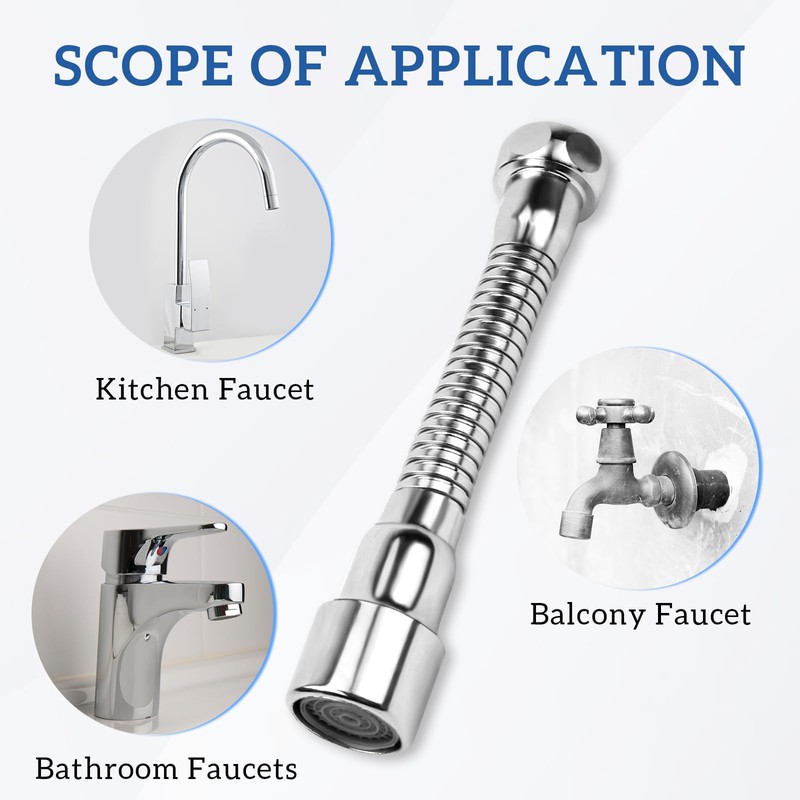 VZXZXE Tap Extension 14 cm, 360° Swivel Function, Explosion-proof and
