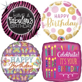 Anagram, Qualatex, Betallic Happy Birthday 18" Girl Mom Grandma Butterfly Foil Mylar Birthday Balloons   D - Celebrate! It's Your Birthday!