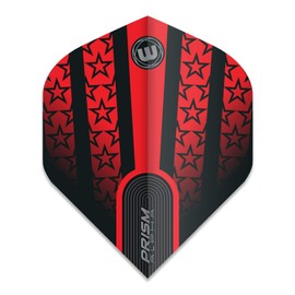 WINMAU Prism Alpha Red with Black Stars Extra Thick Dart Flights - 1 set per pack (3 flights in total)