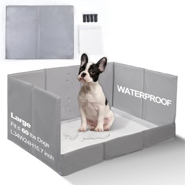 HQ4US 4LEGS Dog Litter Box with High Walls, Foldable Pee Pad Holder Tray Indoor Dog Potty for Puppy & Medium Dogs, Seamless, No Assembly, Waterproof, Easy to Clean, No Spill,Portable for Travel