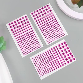 Self Adhesive Face Gems and Pearls for Makeup, Festival Jewels, Hair Gems Pearls, 3/4/5/6/8 mm Round Rhinestone Stickers for Face, Eye, Makeup, Body, Crafts 591Pcs (10_Pink)