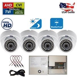 Evertech 4x 1080 HD Wide Angle Night Vision CCTV Security Camera with 4 Port Power Box