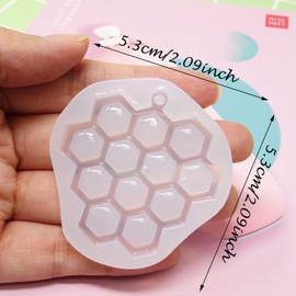 Honbay 4PCS Cute Bee Hive Silicone Mold Honeycomb Pendant Molds Honeycomb Fondant Molds Chocolate Candy Mold Epoxy Resin Mold (Clear White)