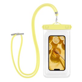 MOTTERU MOT-WPC03-YE Waterproof Case, Large Size, Waterproof and Dustproof, IP68, Operate with Case, Photography, Calls, Face Recognition, Supports up to 6.9 inches, Neck Strap Included, Honey Citrus