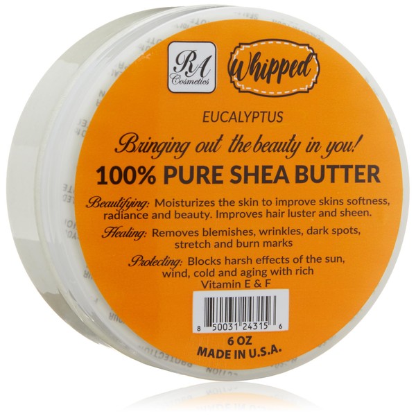 RA Cosmetics Whipped Shea Butter Baby Powder - 6oz | 100% Pure & Natural African Shea Butter for Men & Women - Ultimate Handcrafted Moisturizer with Essential Vitamins for Radiant Skin & Luscious Hair