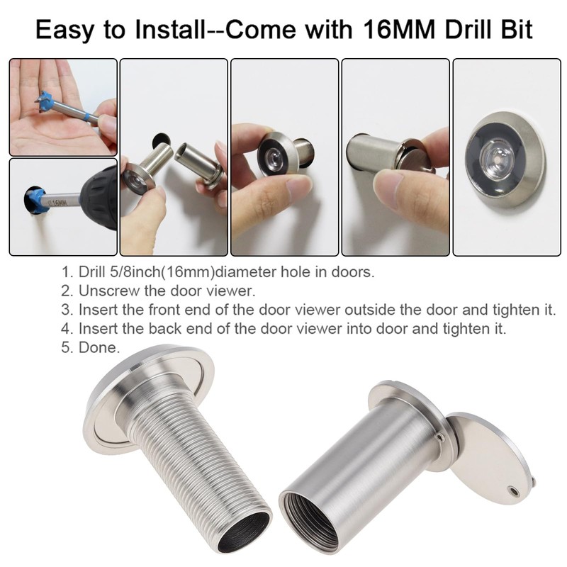 HOJLKLD Door Viewer Peephole,200 Degree Solid Brass Peep Holes for