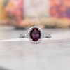 Jewelili Sterling Silver 9x7mm Oval Alexandrite and Round Created White