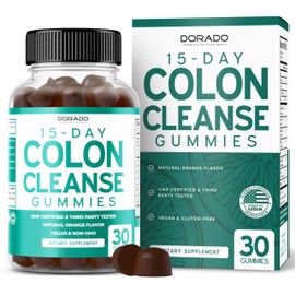 Colon Cleanse Gummies & Detox 15 Day Gut Cleanse (30 Gummies) Intestinal Cleanse & Probiotic for Gentle Laxative & Bowel Relief for Stomach Bloating - Third Party Tested, Vegan, Non-GMO - USA Made