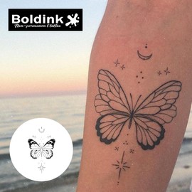 Boldink Semi-permanent tattoos, realistic fake tattoos, last 7-15 days, waterproof non-reflective temporary tattoo stickers, cruelty-free, uniquely designed exquisite packaging（Butterfly 5）