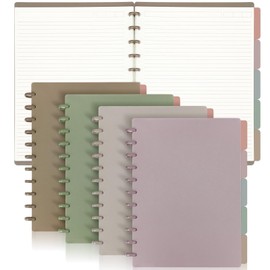 Glenmal 4 Sets 8.5 x 11 Inches Bound Notebook Customizable Notebook Letter Size Includes Discs 5 Tab Note Dividers College Ruled Removable Pages Refillable Subject Notebook for Office(Classic Color)