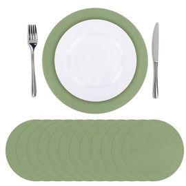 SHACOS 100 PCS Round Paper Placemats 13 inch Disposable Paper Place Mats for Dinner Wedding Birthday Party Festival Table Decoration Indoor Outdoor, Sage Green